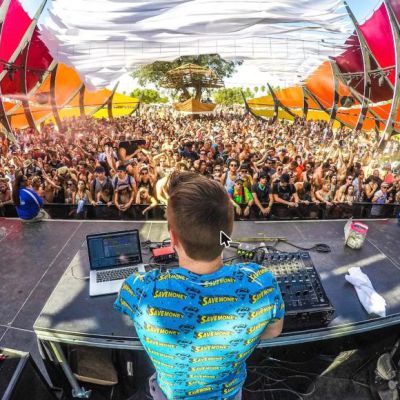 Crowd at a daytime electronic music festival