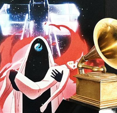 Justice accepting their Grammy award for "Neverender"