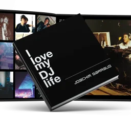 Mockup of Joachim Garraud's book on 40 years of DJ life