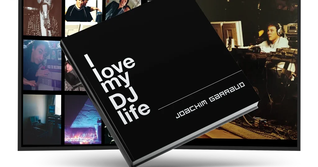 Mockup of Joachim Garraud's book on 40 years of DJ life