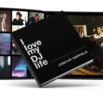 Mockup of Joachim Garraud's book on 40 years of DJ life